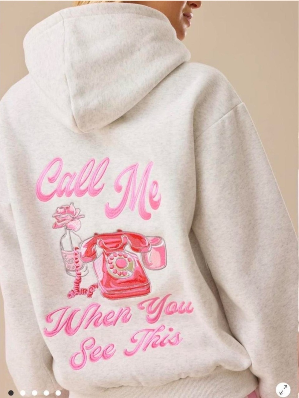 Altar'd State Cream Hoodie with Pink Graphic Phone